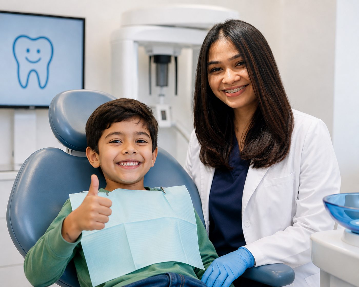 Helping a child feel calm at the dentist by dentist at The White Dental Practice, your 'dental clinic near me', in Mankapur Nagpur