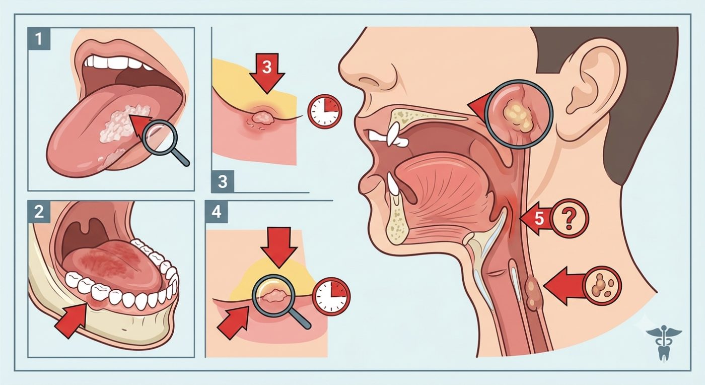 Early signs of oral cancer explained by dentist at The White Dental Practice, your 'dental clinic near me', in Mankapur Nagpur