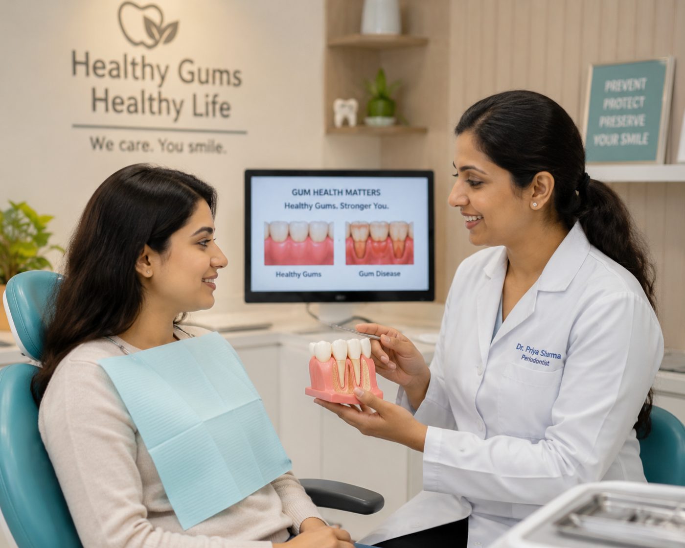 Gum disease treatment clinic by dentist at The White Dental Practice, your 'dental clinic near me', in Mankapur Nagpur