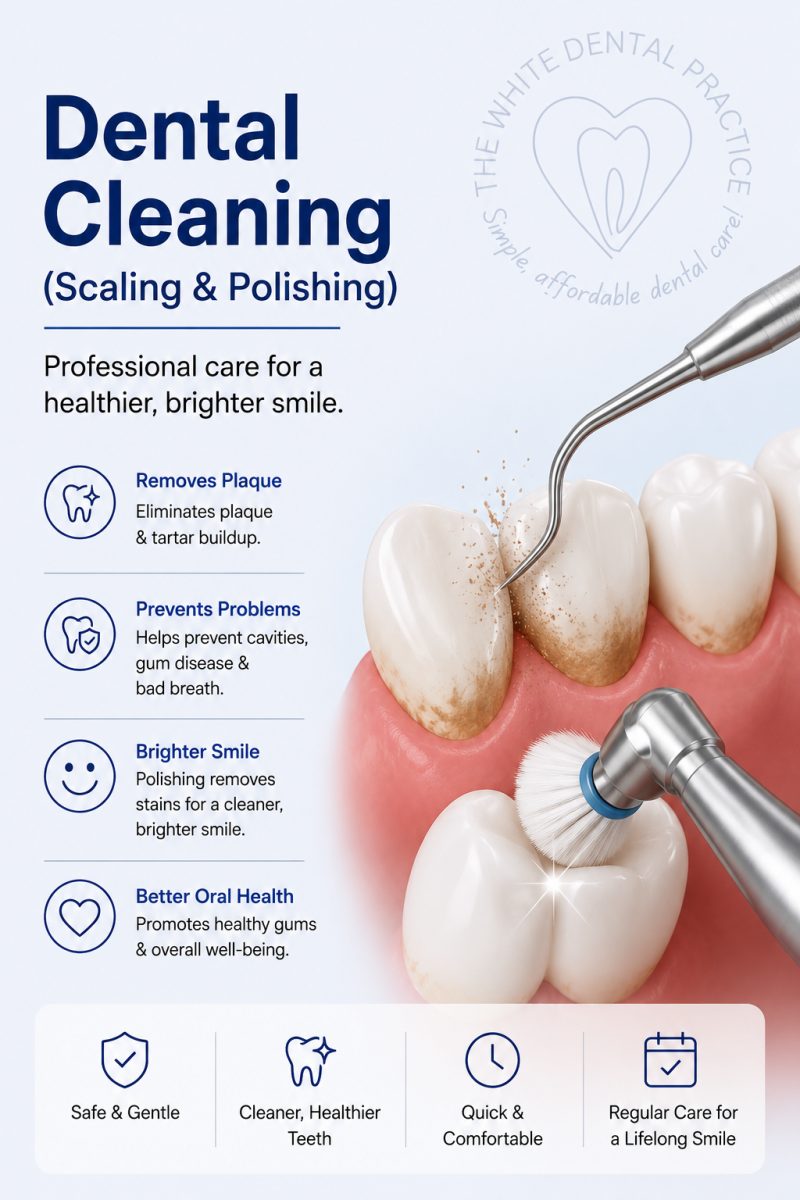 Dental Cleaning with dentist at The White Dental Practice, dental clinic near me in Mankapur Nagpur