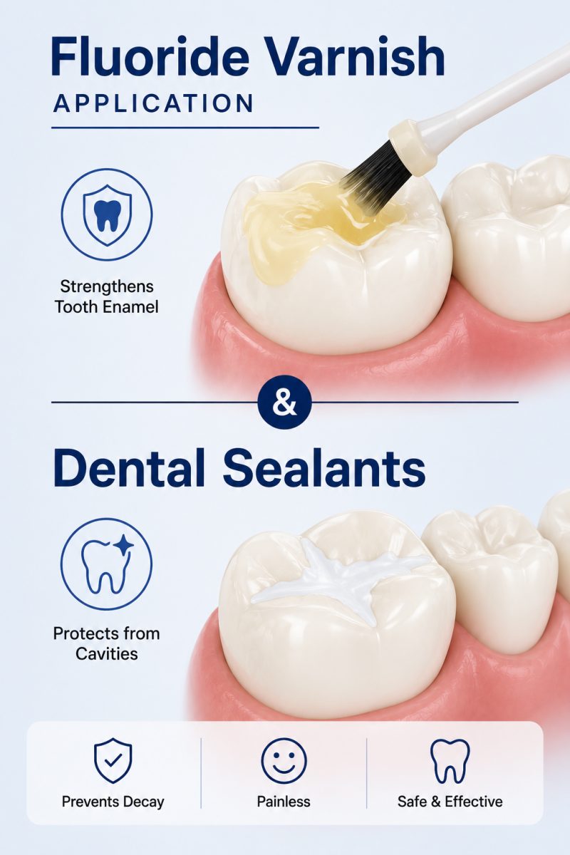 Fluoride Varnish & Sealants with dentist at The White Dental Practice, dental clinic near me in Mankapur Nagpur