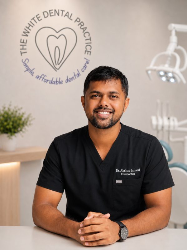 Dr Akshay Jaiswal, Endodontist at The White Dental Practice, dental clinic near me in Mankapur Nagpur
